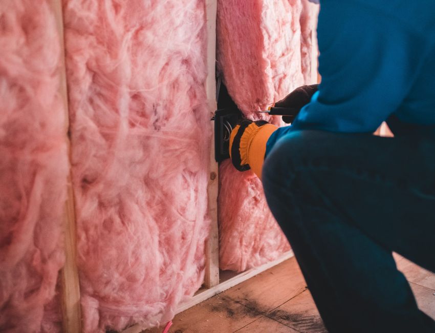 Contractor apply wall insulation